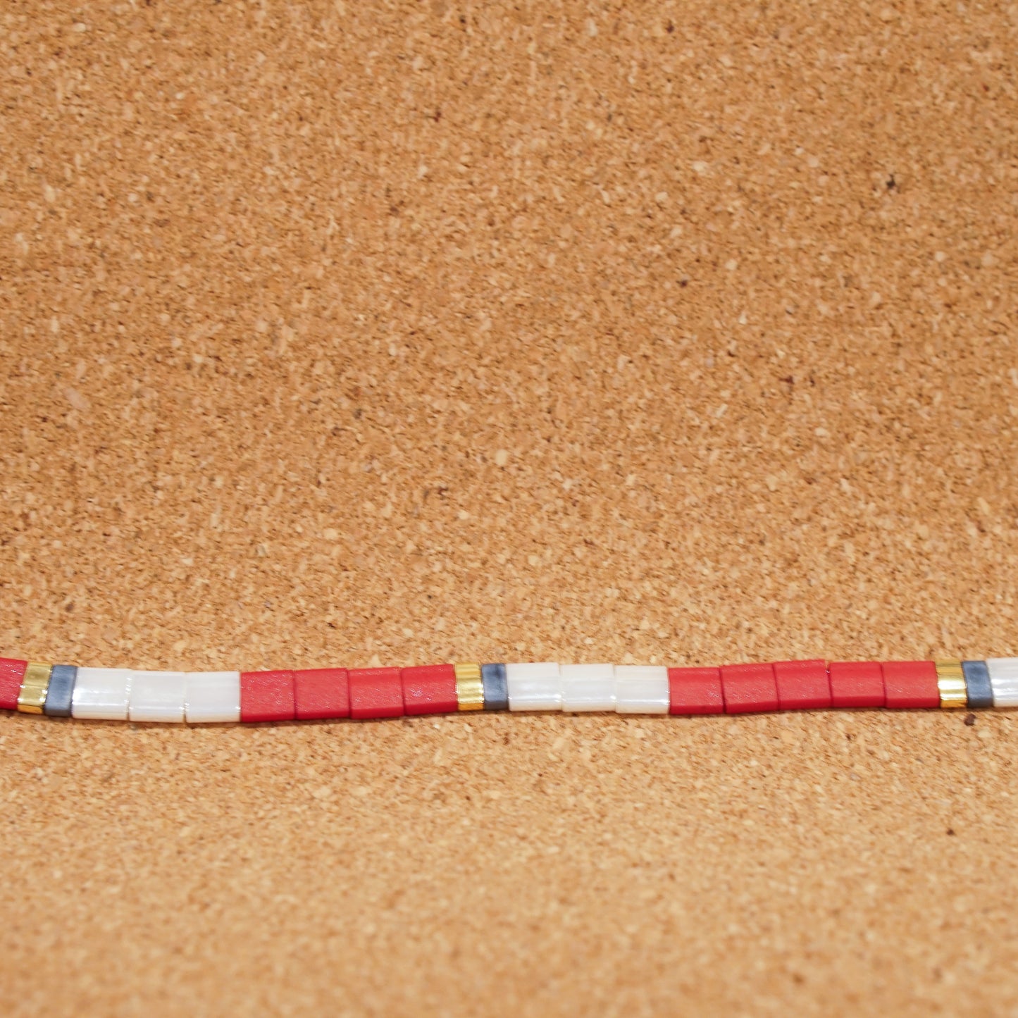 red with ivory - stretch tile bracelet