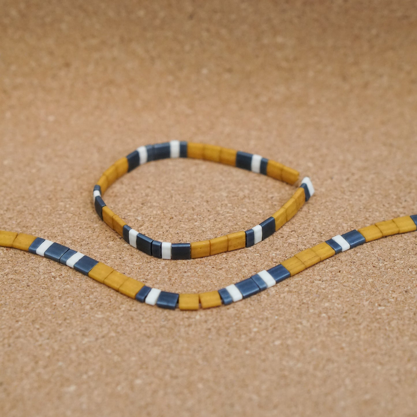 mustard & gunmetal - stretch tile bracelet
