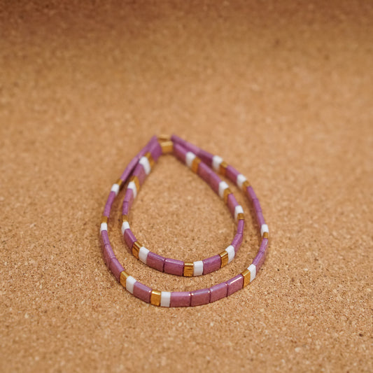 mum & me set: spring vibes pink, stretch tile bracelets