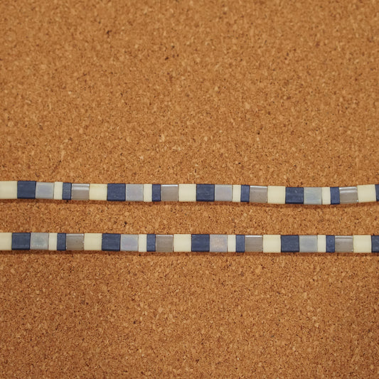 blue, grey bold - stretch tile bracelet