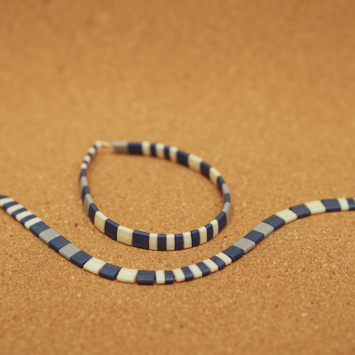 blue, grey thin - stretch tile bracelet