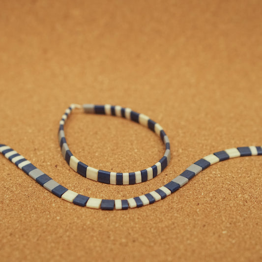blue, grey thin - stretch tile bracelet
