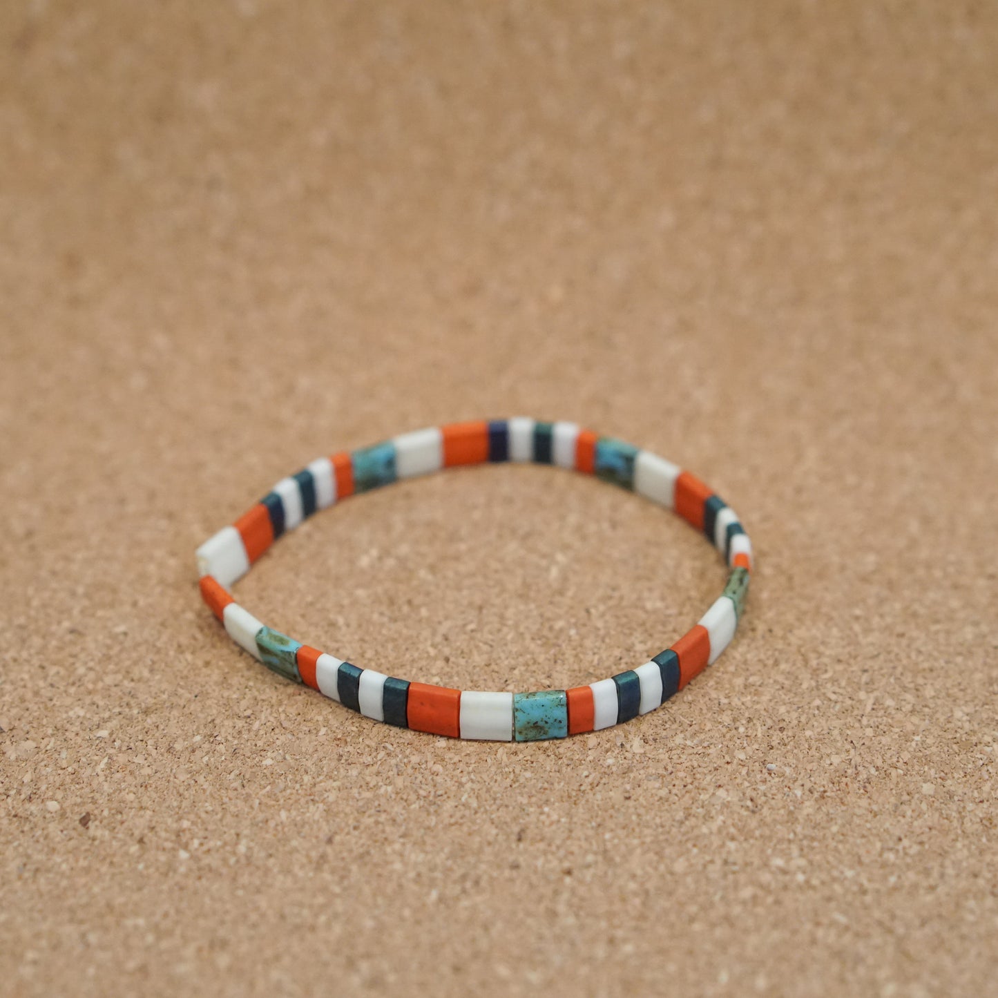 orange & turquoise - stretch tile bracelet