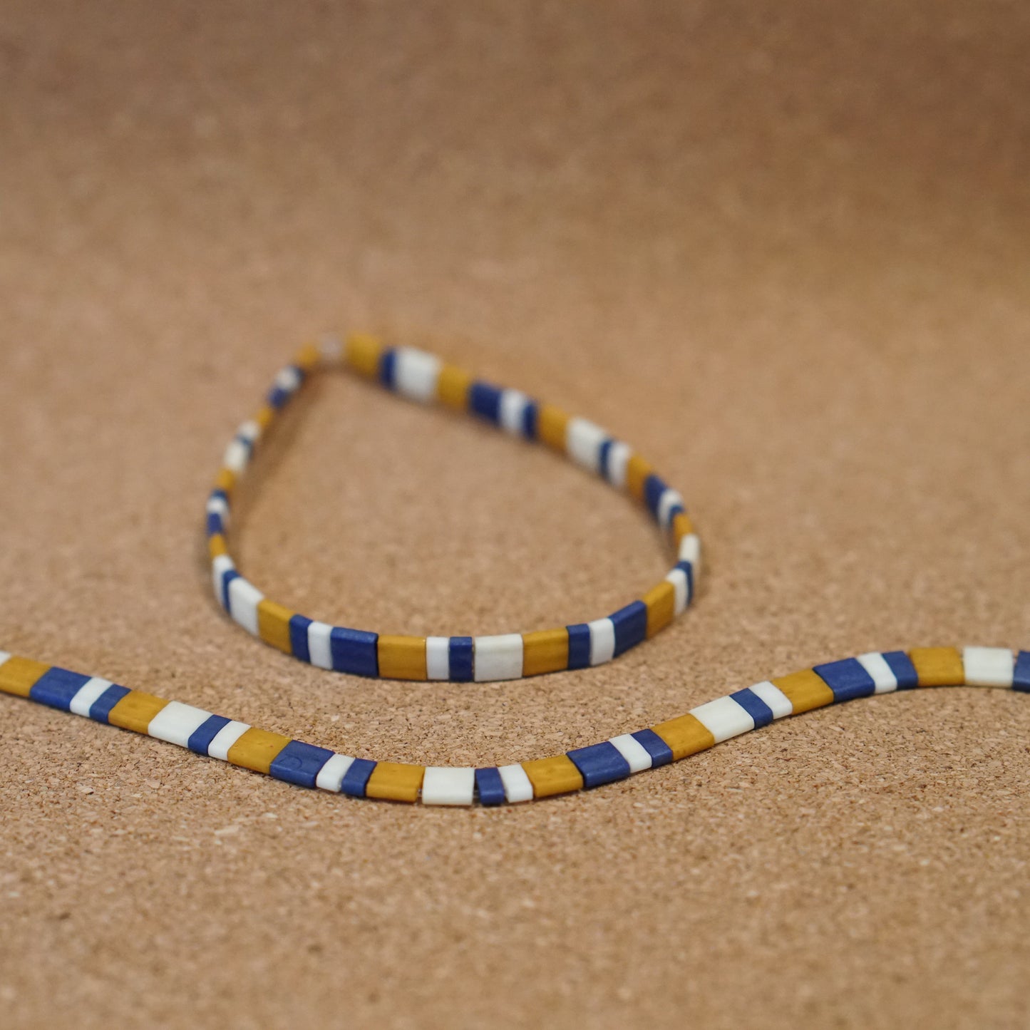 mustard & blue - stretch tile bracelet