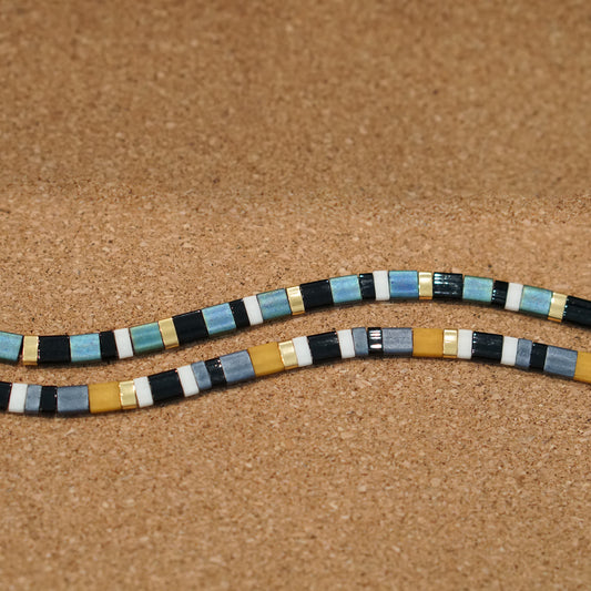 black tie, mustard - stretch tile bracelet