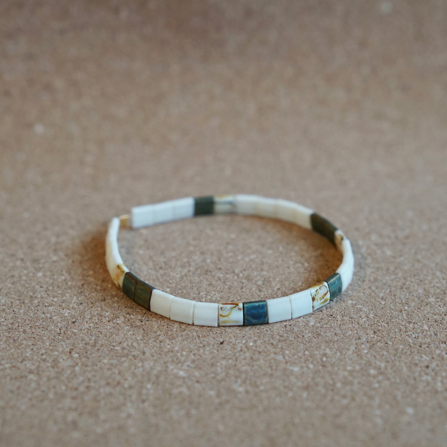 natural green - stretch tile bracelet