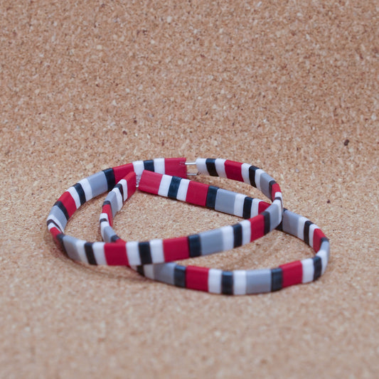 gunmetal & red - stretch tile bracelet
