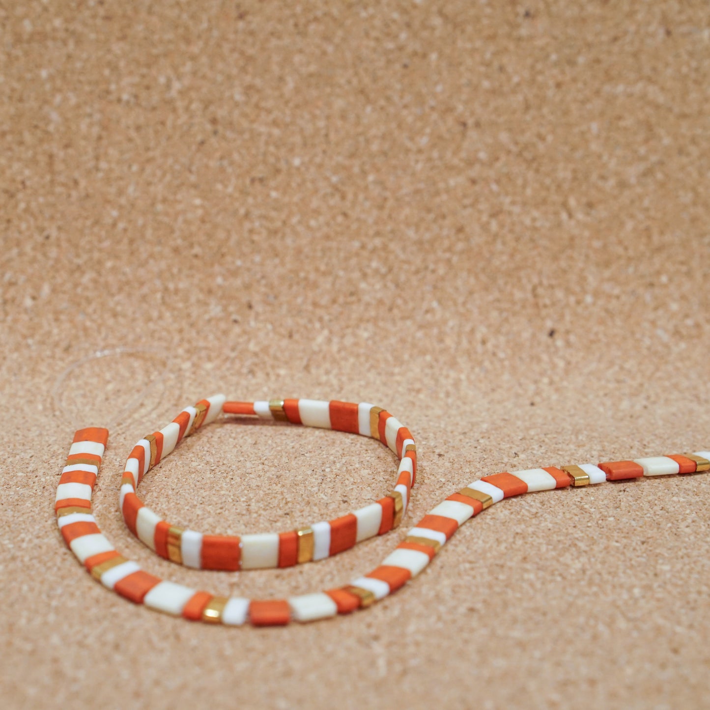 tangerine & ivory - stretch tile bracelet