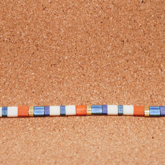 tangerine, iris, & ivory - stretch tile bracelet