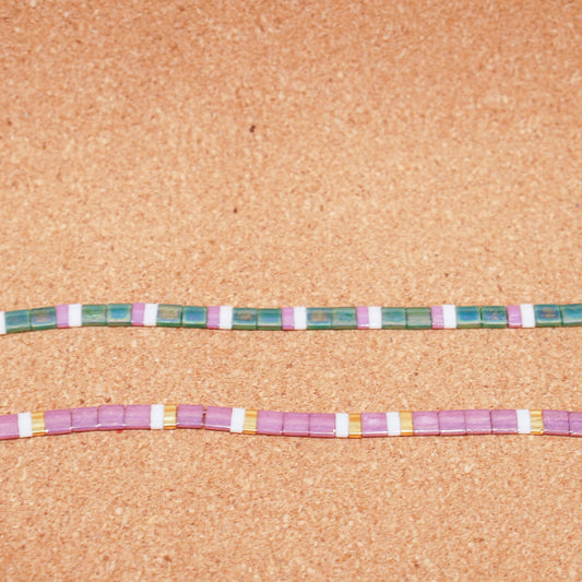 spring vibes, pink - stretch tile bracelet