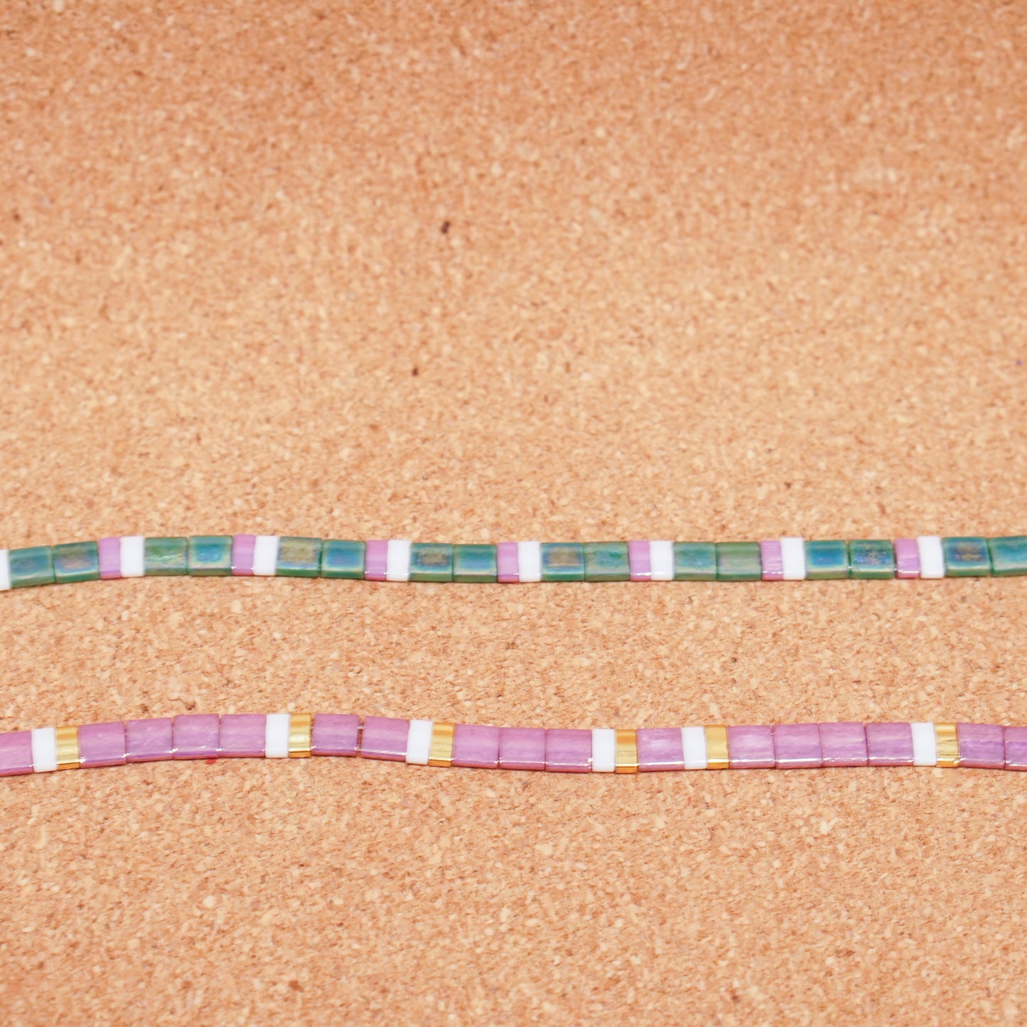spring vibes, green - stretch tile bracelet