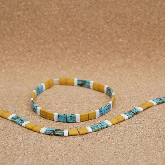 mustard & turquoise - stretch tile bracelet