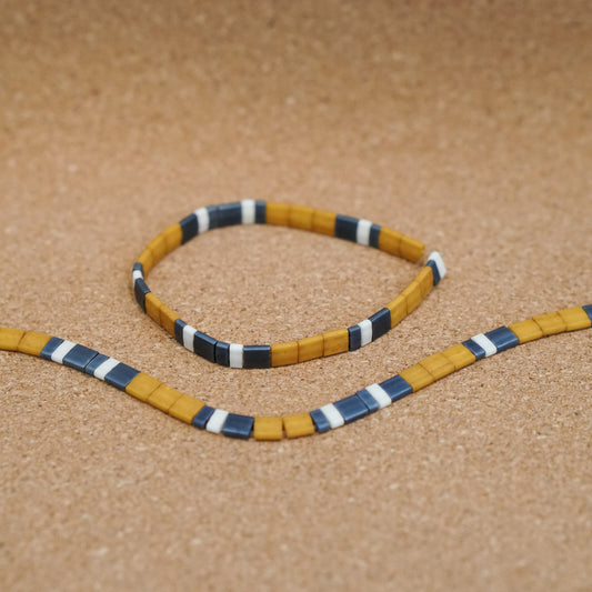 mustard & gunmetal - stretch tile bracelet