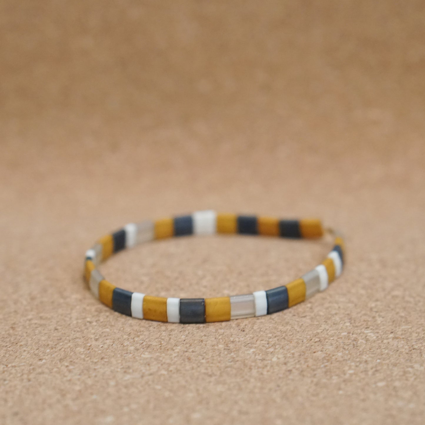 mustard & neutrals - stretch tile bracelet