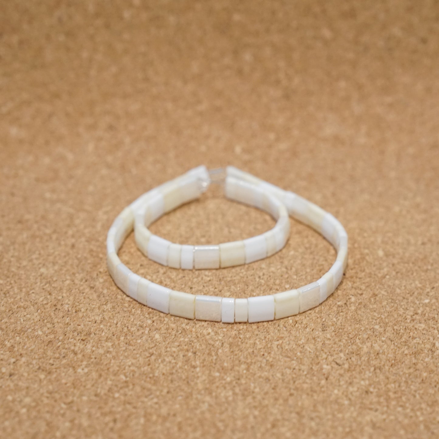 mum & me set: white & ivory, stretch tile bracelets