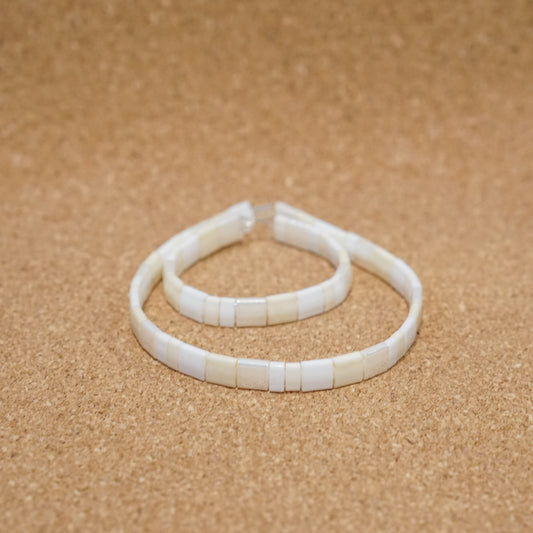 mum & me set: white & ivory, stretch tile bracelets